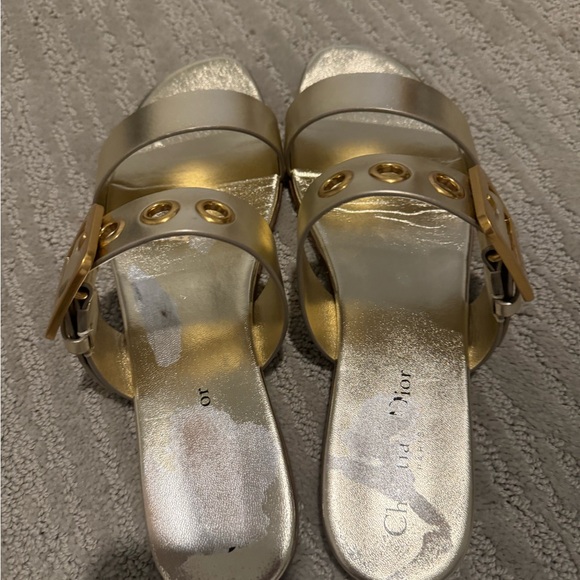 Dior Metallic Gold Slide Sandals - Picture 5 of 12
